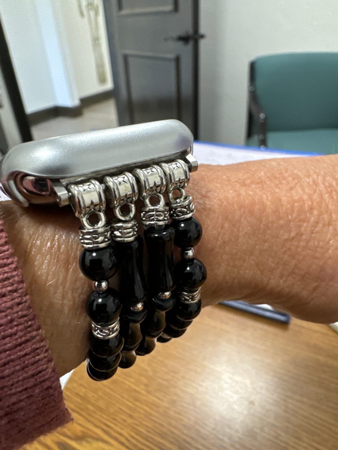 Customer photo review of Moonlight Agate Stretch Apple Watch Strap