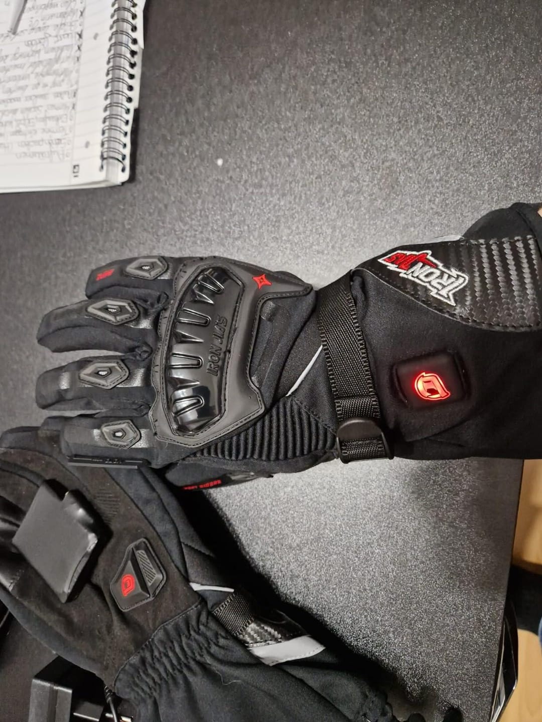 Customer photo review of RIDEIRON Winter Waterproof Rechargeable Heated Motorcycle Gloves | AXE01H