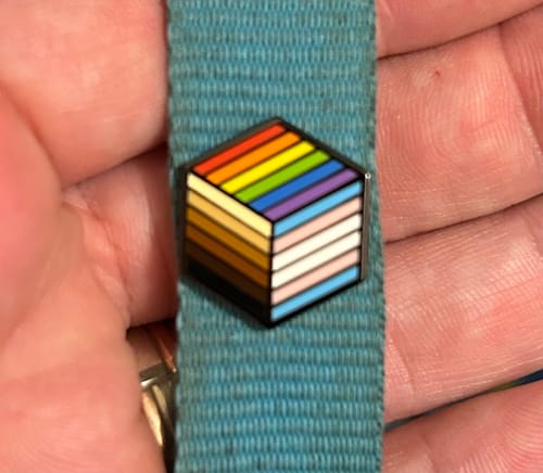 Customer photo review of Inclusive Flag Cube Pride Pin