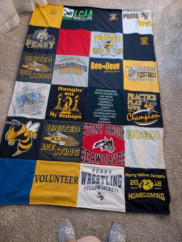 T-shirt quilt featuring perry yellowjackets by Brandi from NY