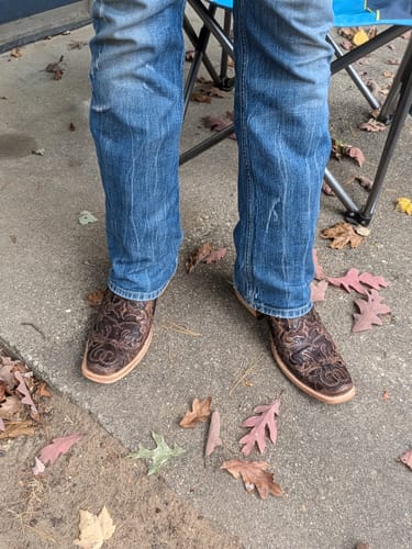 Customer photo review of Men's Exotic Inlay Horseman Toe Western Boots