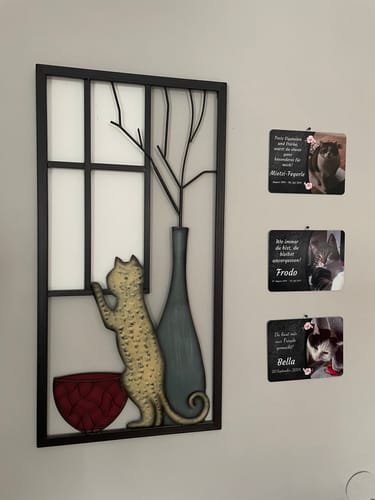 Customer photo review of Katzen Gedenktafel mit Foto & Spruch (UV- & Wetterfest)
