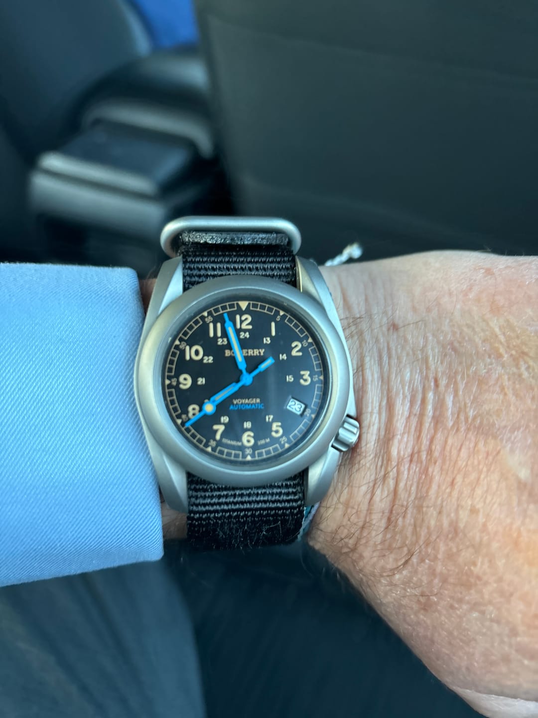 Customer photo review of VOYAGER - 100M Waterproof Titanium Automatic Field Watch | Vintage Noir