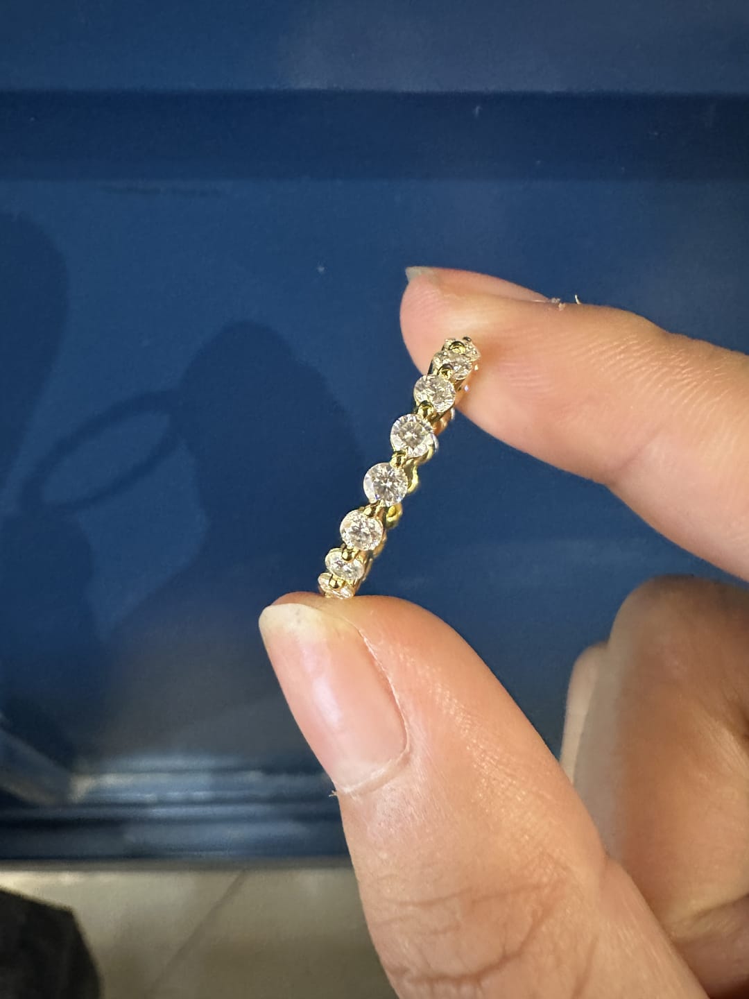 Customer photo review of S925 Moissanite Eternity 1.5 CT Round Cut Wedding Band Stackable Ring
