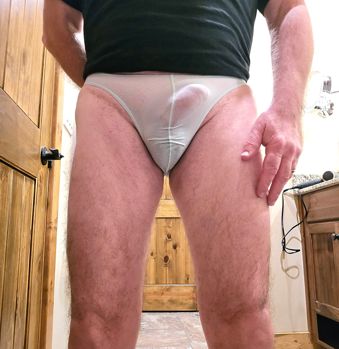 Customer photo review of 4 Pack Men's Sexy Pouch T-Back Thongs