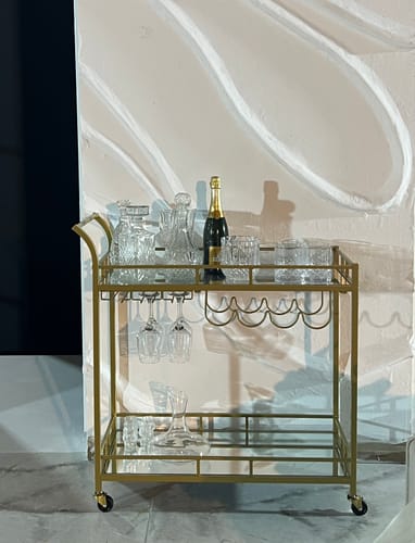 Customer photo review of Έπιπλο Μπαρ Τρόλεϊ Κάβα Τραπεζαρίας με Καθρέφτη Βοηθητικό Τραπεζάκι Κουζίνας Χρυσό LR-C090A03