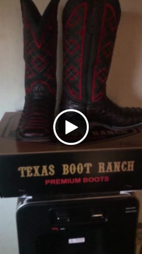 Customer video review of Black Cherry Jumbo Python Leather Boots — Square Toe