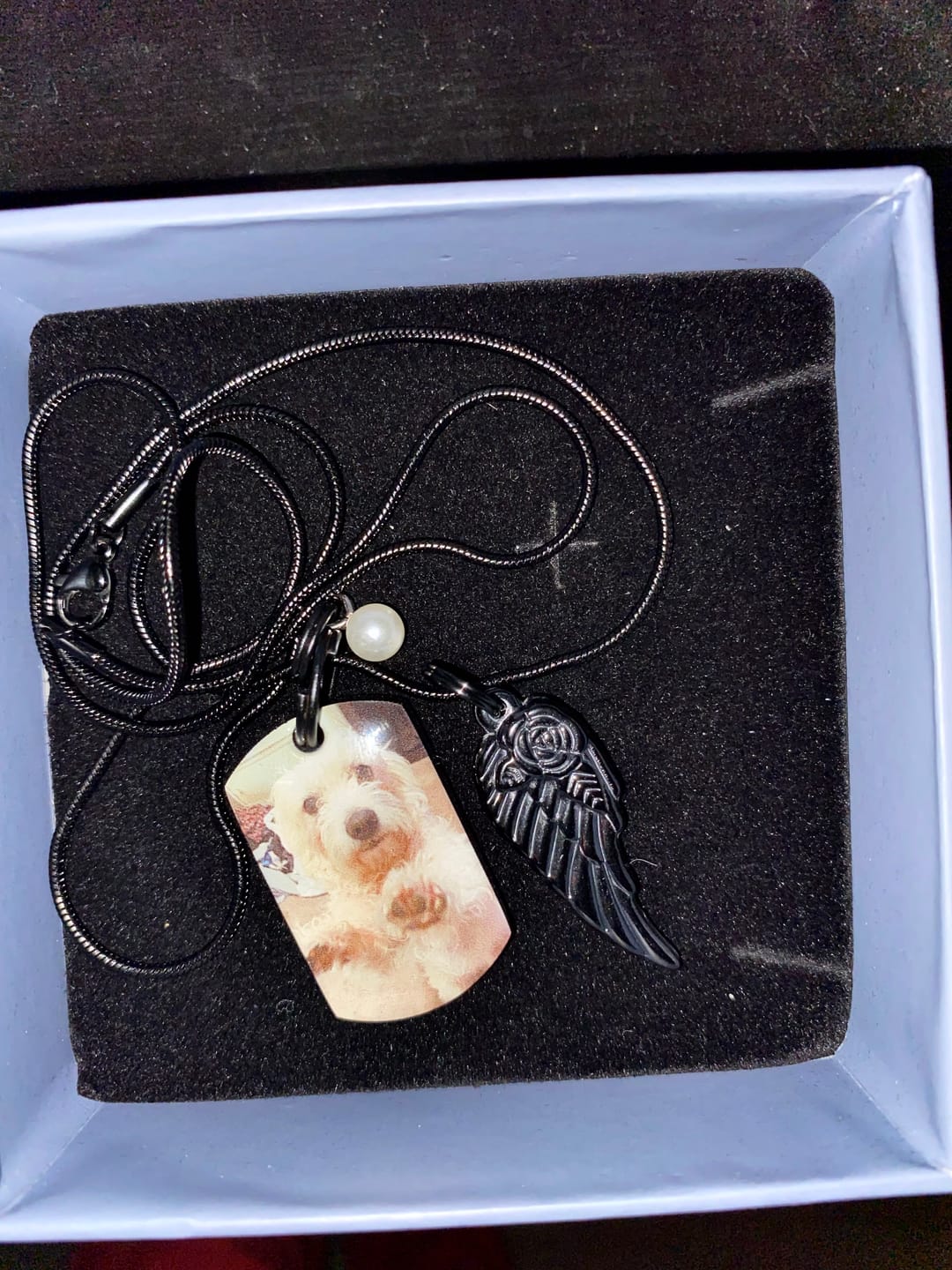 Customer photo review of Personalized Photo Urn Necklace for Pet
