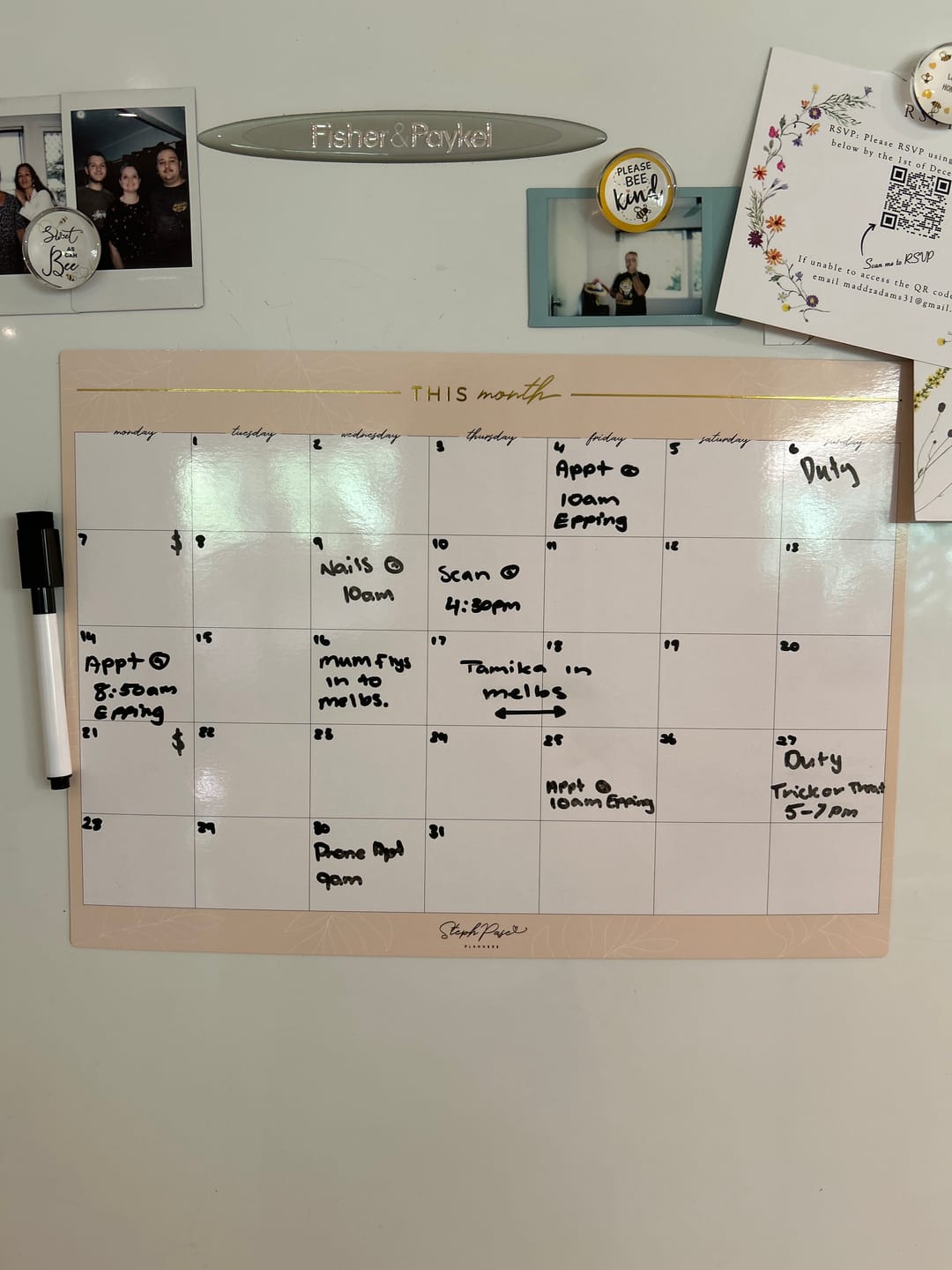 Customer photo review of Beige Monthly Planner Magnet