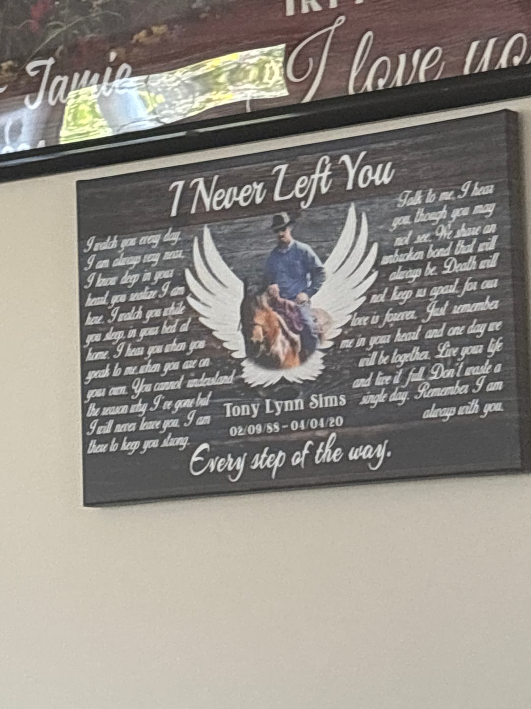 Customer photo review of Personalized Canvas Prints, Custom Photo, Memorial Gifts, Sympathy Gifts, Angel Wings I Never Left You Love Dem Canvas