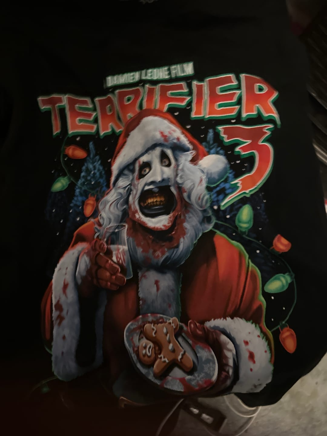 Customer photo review of Terrifier 3 Milk And Carnage T-Shirt