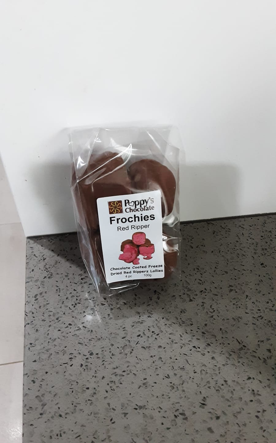 Customer photo review of Frochies Red Ripper chocolate coated freeze dried lollies