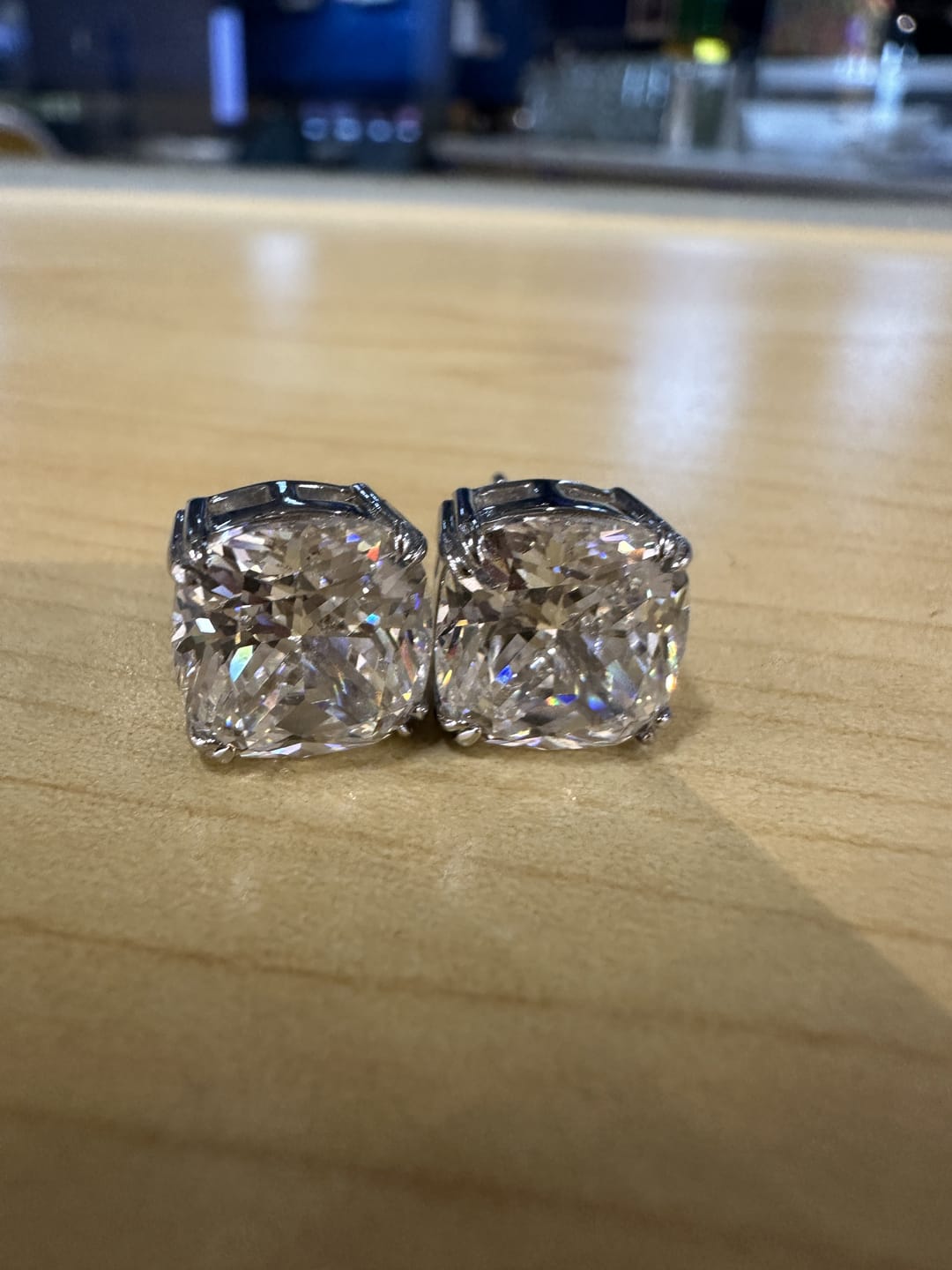 Customer photo review of Louily Stunning Sterling Silver 4.2 Ct Cushion Cut Stud Earrings For Women
