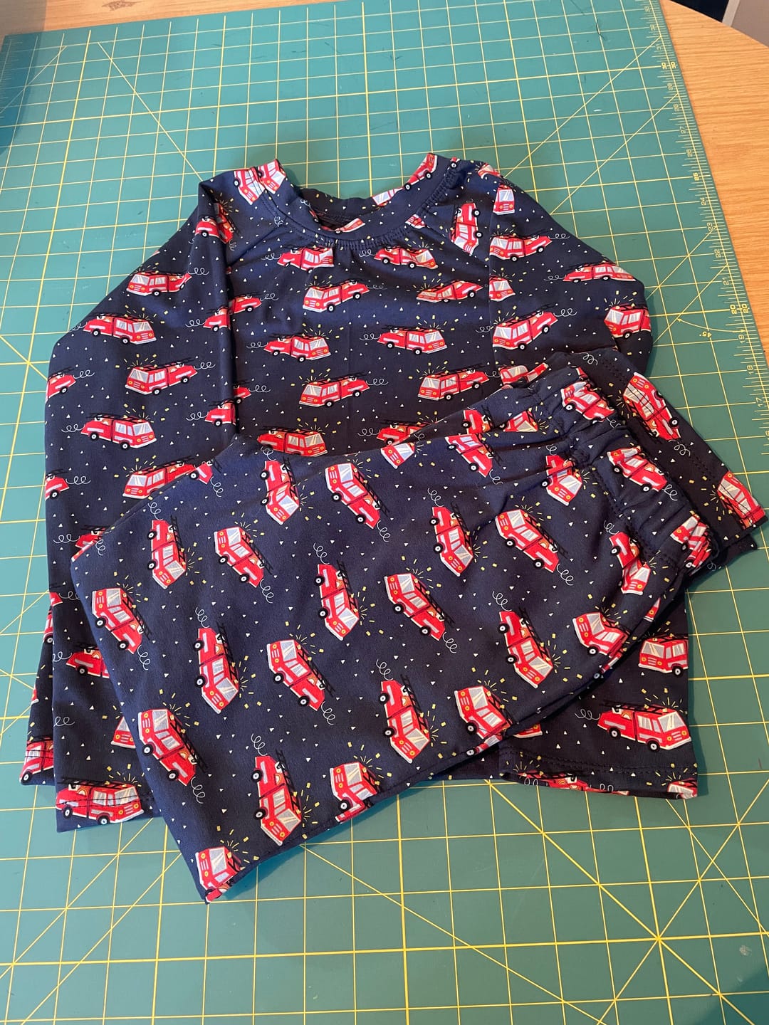 Customer photo review of Fire Engines Cotton Jersey Fabric