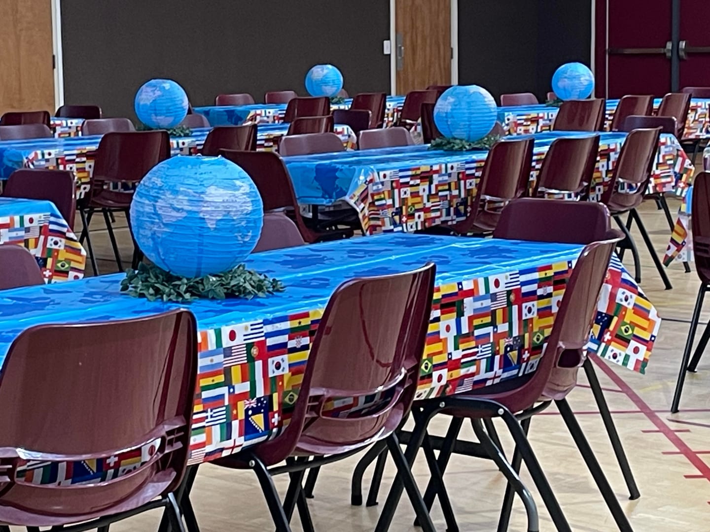 Customer photo review of 12" Geographical World Map Earth Globe Paper Lantern Hanging Classroom & Party Decoration