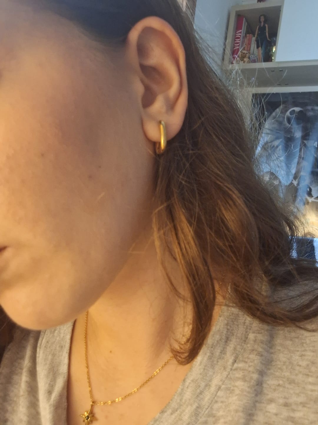 Customer photo review of Madison Gold Hoop Earrings