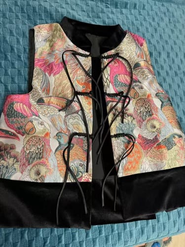 Customer photo review of Fine Black Stand Collar Embroidered Waistcoat Sleeveless