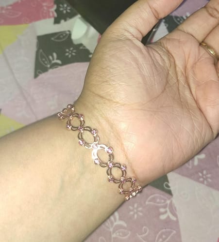 Customer photo review of Rose Gold Supple Bracelet with Royal Pink Stones