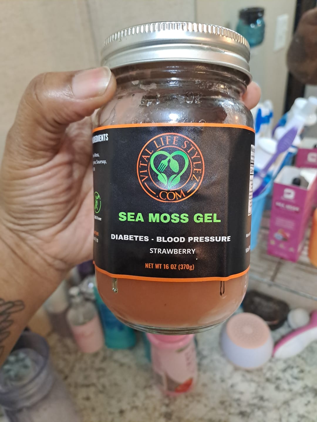 Customer photo review of DIABETES/ BLOOD PRESSURE BLEND (Sea Moss/Soursop/Ginseng/Hibiscus/blackseed oil)