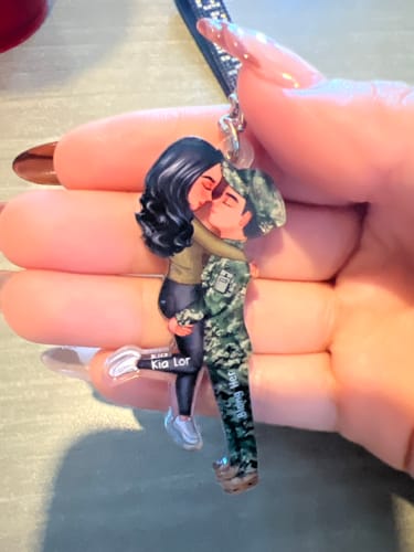 Customer photo review of Personalized Couple Military Acrylic Keychain