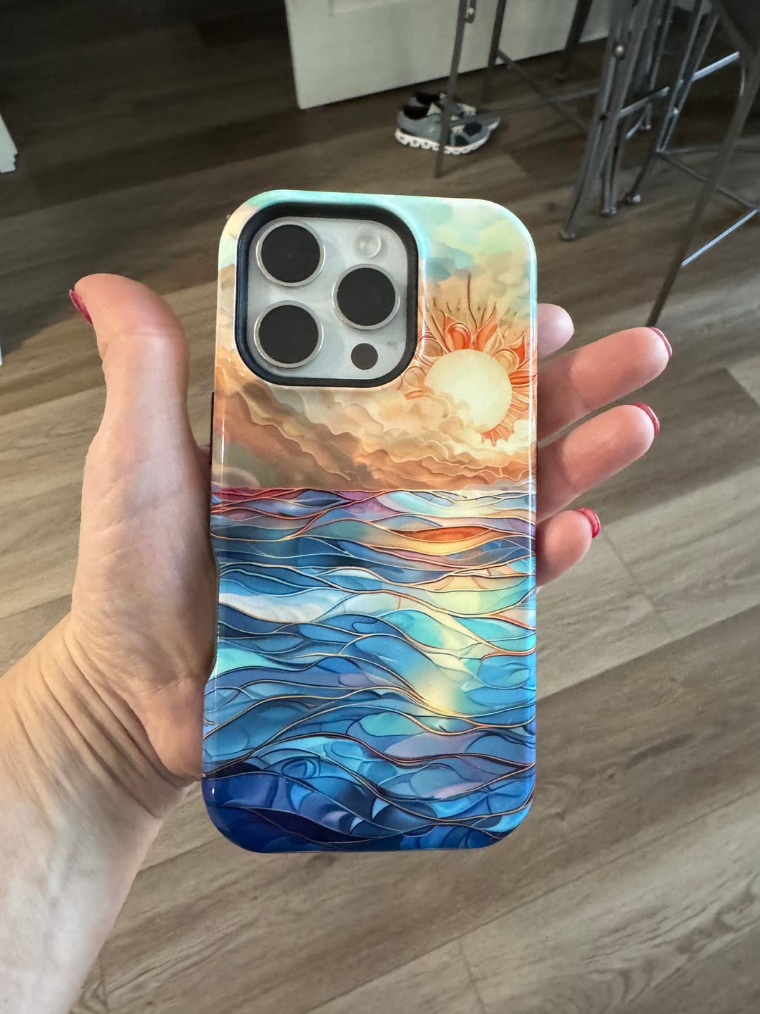 Customer photo review of Sun & Ocean Stained Glass Design 1 Print iPhone Case