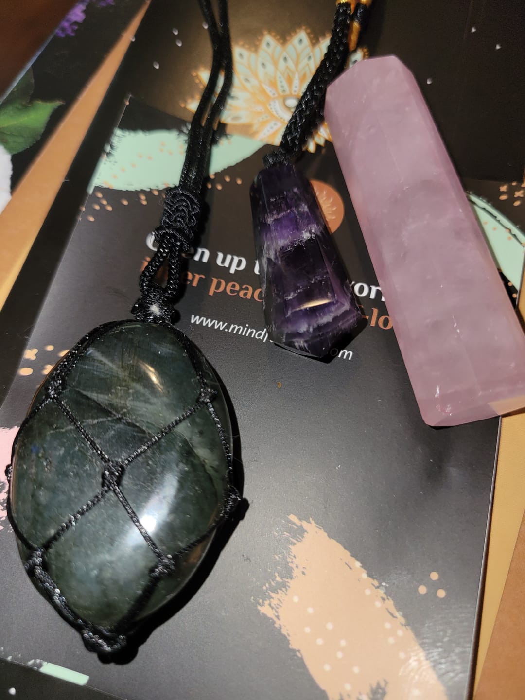 Customer photo review of Dragon's Heart Labradorite Necklace