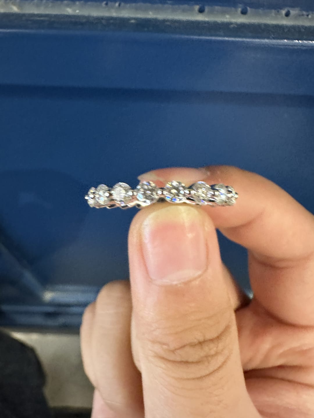 Customer photo review of S925 Moissanite Eternity 1.5 CT Round Cut Wedding Band Stackable Ring
