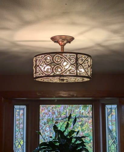 Customer photo review of Vintage Bronze Luxe Crystal Drum Lantern Ceiling Light