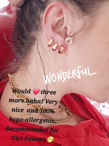 Customer photo review of 9ct Yellow Gold Huggies Earrings
