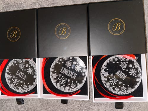 Customer photo review of Personalised  Snowflake Christmas Decoration