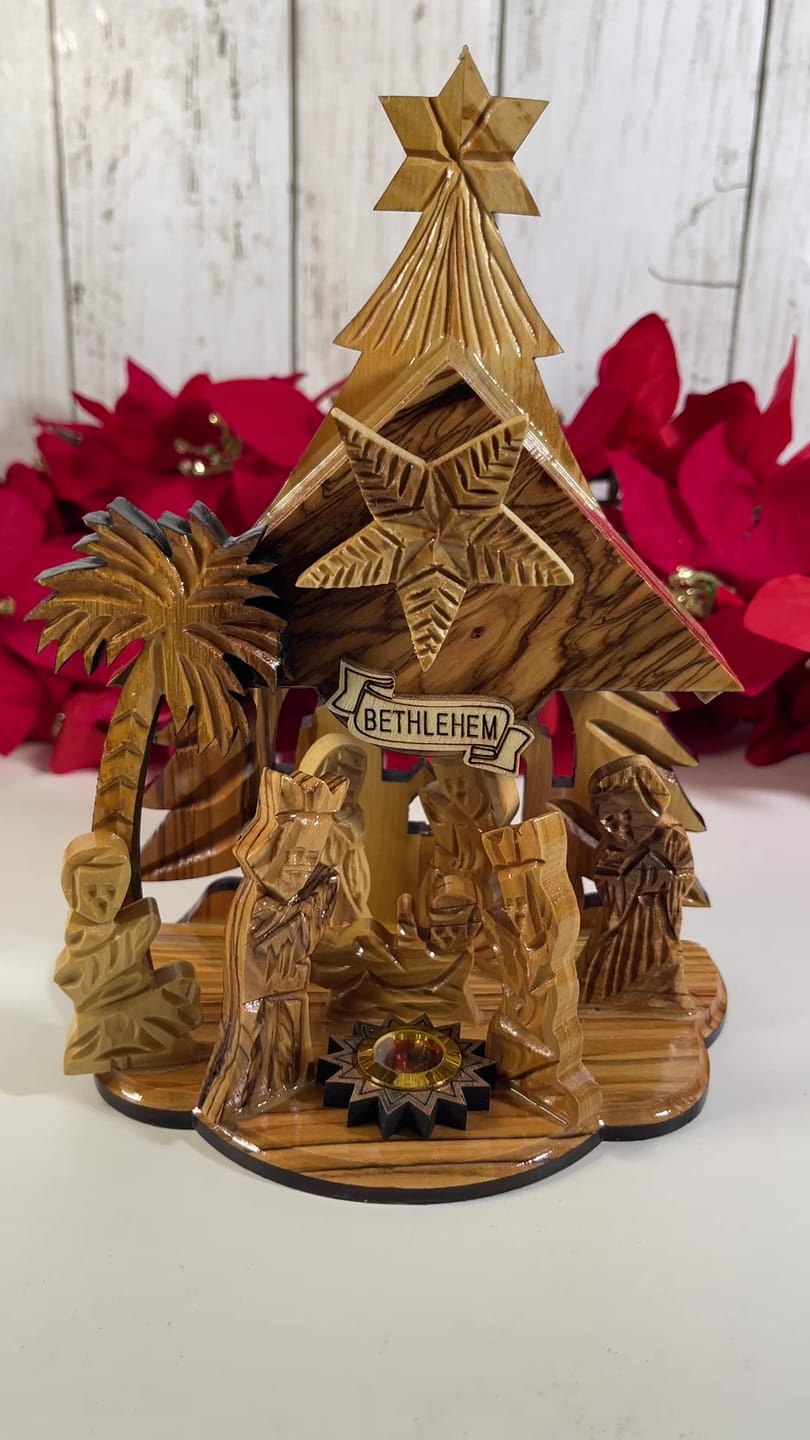 Customer photo review of Olive Wood Nativity Scene with Music Box (8x6 inches)