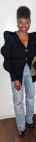 Customer photo review of Skinny V-Neck Knitted Cardigan