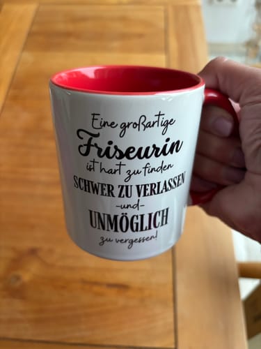 Customer photo review of Friseurin Abschied Geschenk Tasse Abschiedsgeschenk für Friseurin Hart Zu Finden Schwer Zu Verlassen