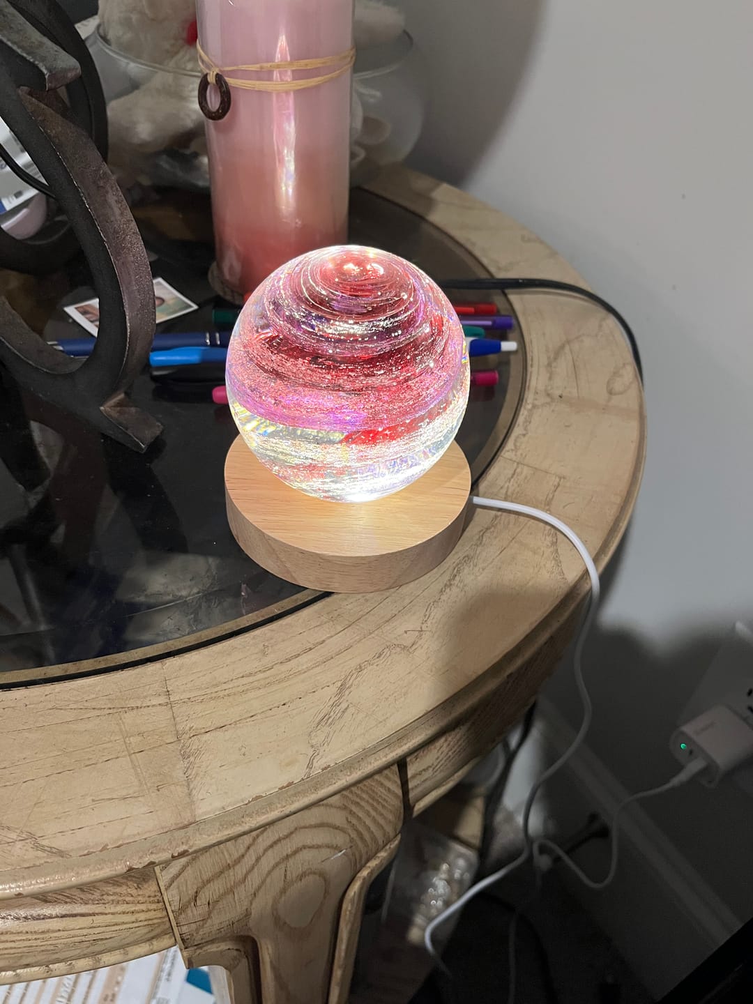 Customer photo review of Tranquil Swirl Paperweight with Cremation Ash