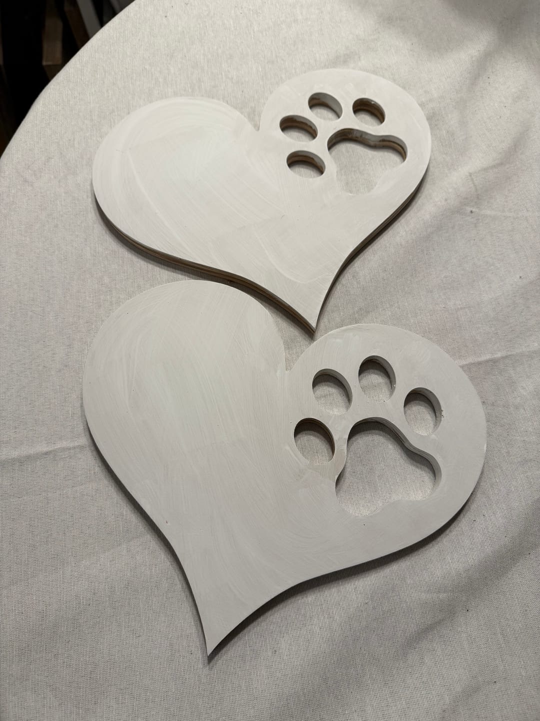 Customer photo review of Unfinished Wood Pawprint Heart Shape | Valentine's Day | Pet | DIY Craft Cutout | Up to 46"