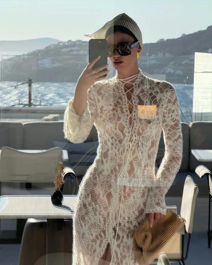 Customer photo review of Ethereal Lace Plunge Maxi Dress - Bridal Luxury Defined