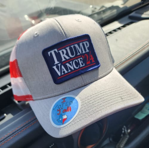 Customer photo review of Trump Vance 24 Woven Patch Hat