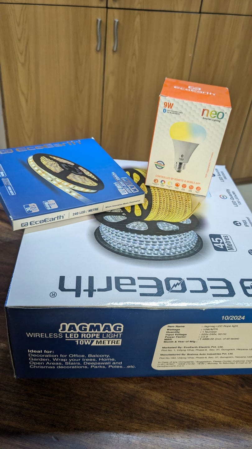 Customer photo review of EcoEarth Jagmag Flat Rope Light With Wire & Adapter | 25 MTR & 45 MTR | Diwali Festival Sale