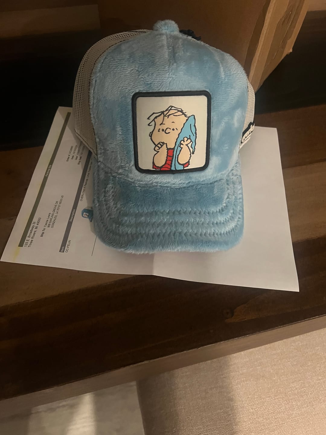 Customer photo review of OVERLORD X Peanuts: Linus Trucker Cap