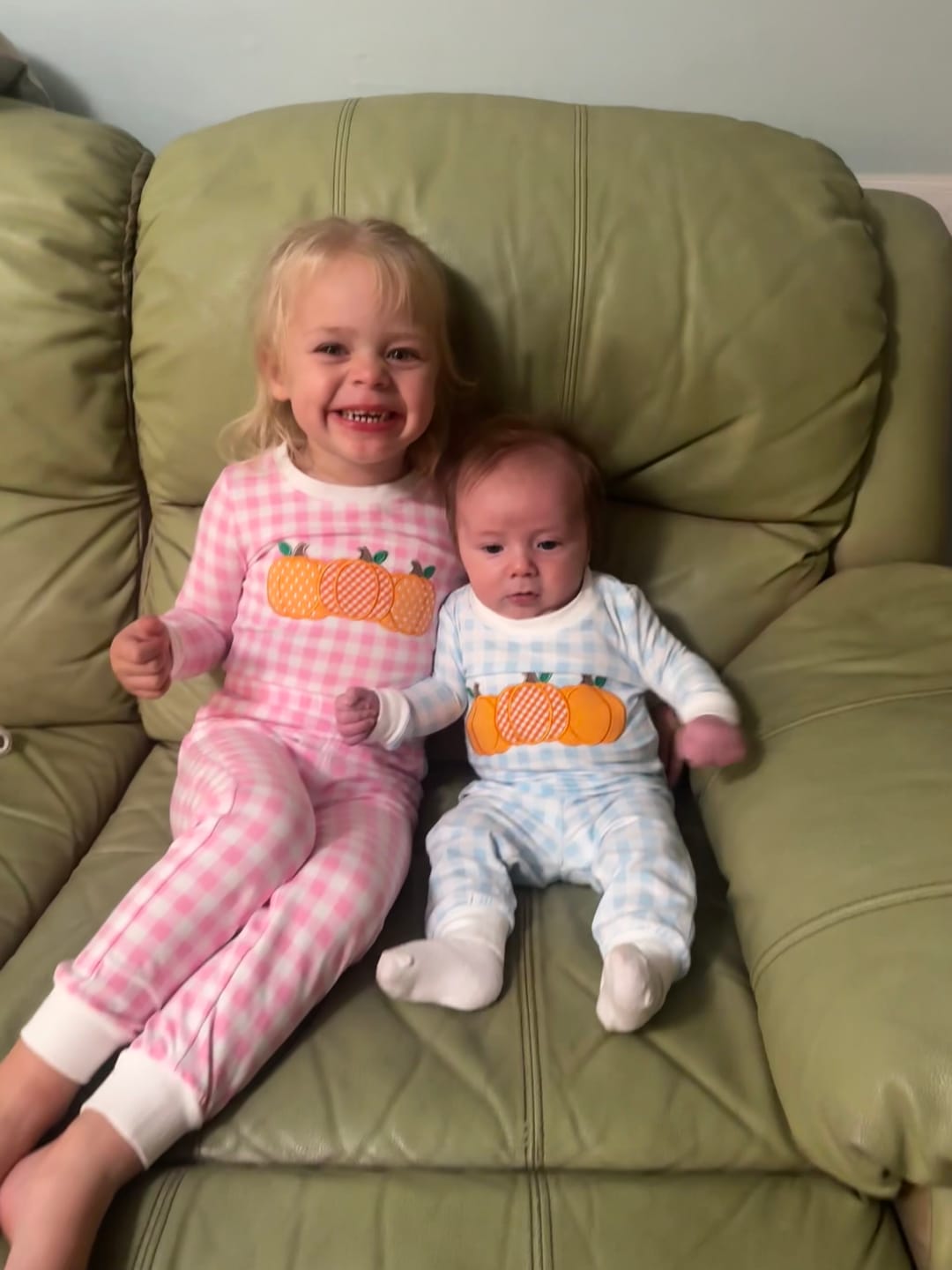 Customer photo review of Pumpkin Cluster Pink Gingham Pajamas