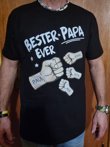 Customer photo review of Bester Papa Ever - Personalisiertes T-Shirt für Papa dunkel