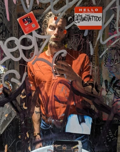 Customer photo review of Vintage Short Sleeve Henley T-Shirt - Red