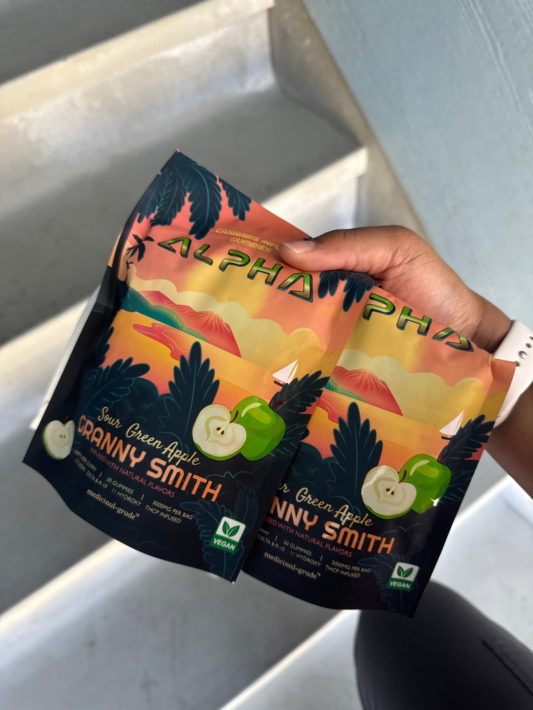 Customer photo review of Sour Green Apple THC Blend Vegan Gummies 3000mg 30 Count