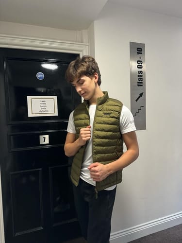 Customer photo review of Mens Quilted Bodywarmer Gilet with Embroidered BLACK Logo