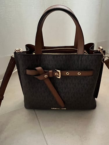 Customer photo review of Emilia Small Logo Satchel (BROWN)