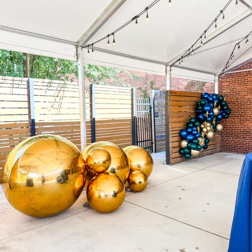 Customer photo review of Golden Color Inflatable Mirror Ball Reusable Big Bubble Balloon