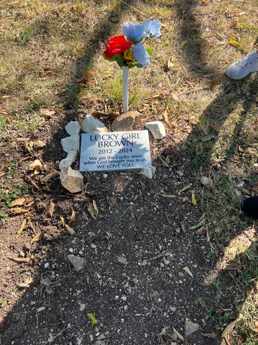 Customer photo review of Marble Marker, Pet headstones, Custom Outdoor Engraved In Loving Memory