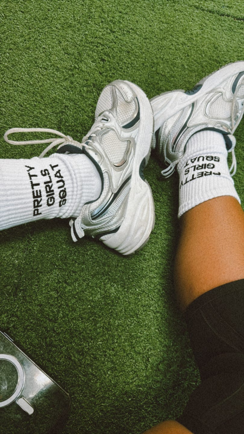 Customer photo review of Pretty Girls Squat - Women's Crew Workout Socks