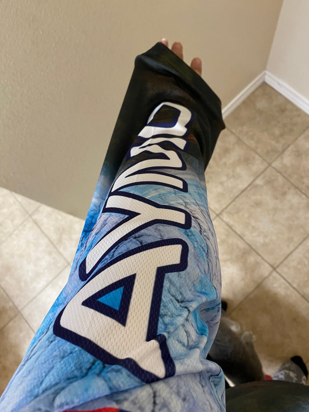 Customer photo review of Texas slam redfish trout flounder scales Texas flag Custom patriotic fishing long sleeve shirts NQS6813