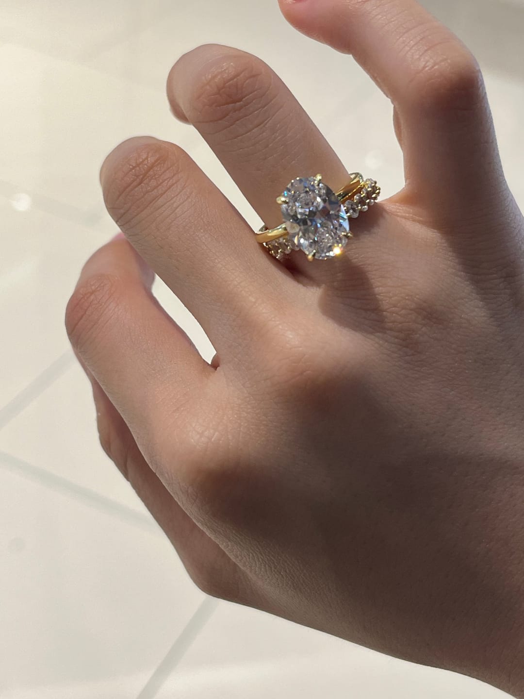 Customer photo review of S925 4.5Ct Luxury Oval Cut 2PC Wedding Ring Set In Sterling Silver Stackable Rings For Everyday Wear